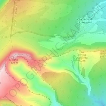 Topografische Karte Arroya, Höhe, Relief