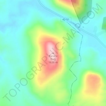 Topografische Karte Karaca Dağ, Höhe, Relief