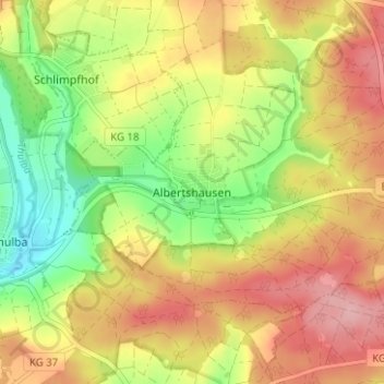 Topografische Karte Albertshausen, Höhe, Relief