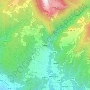 Topografische Karte Canigiano, Höhe, Relief