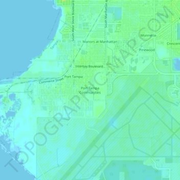 Topografische Karte Port Tampa Communities, Höhe, Relief