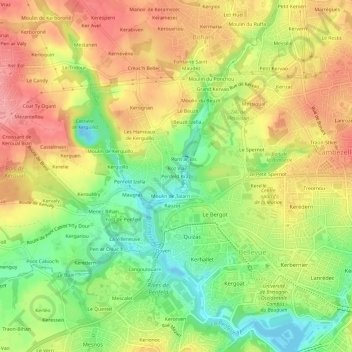 Topografische Karte Penfeld Braz, Höhe, Relief