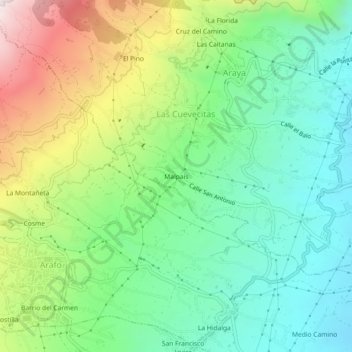Topografische Karte Malpaís, Höhe, Relief