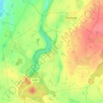 Topografische Karte Tüzen, Höhe, Relief