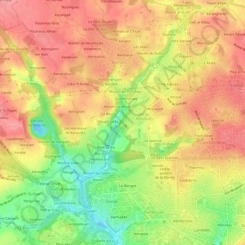 Topografische Karte Kerléguer, Höhe, Relief