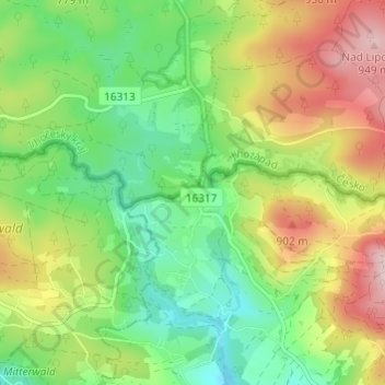 Topografische Karte Guglwald, Höhe, Relief