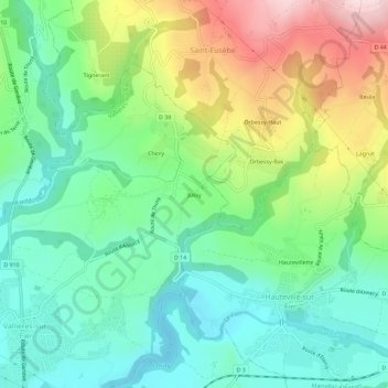 Topografische Karte Jussy, Höhe, Relief