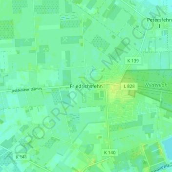 Topografische Karte Friedrichsfehn, Höhe, Relief