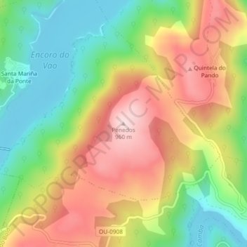 Topografische Karte Penedos, Höhe, Relief