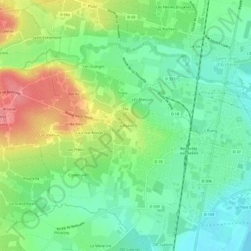 Topografische Karte La Plume, Höhe, Relief