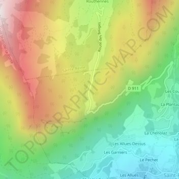 Topografische Karte Col du Frêne, Höhe, Relief