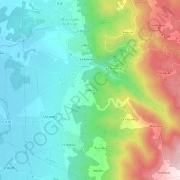 Topografische Karte Chatoux, Höhe, Relief