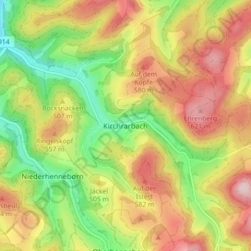 Topografische Karte Kirchrarbach, Höhe, Relief