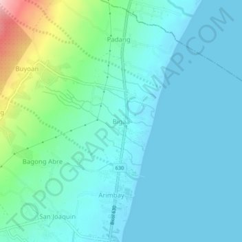 Topografische Karte Bigaa, Höhe, Relief