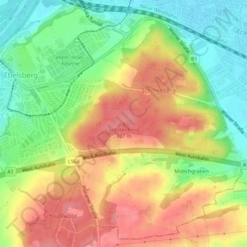 Topografische Karte Schiltenberg, Höhe, Relief