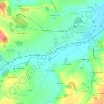 Topografische Karte Willersdorf, Höhe, Relief