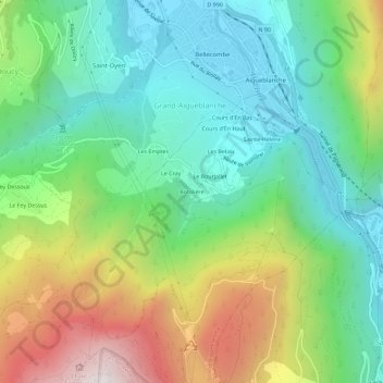 Topografische Karte Botolière, Höhe, Relief