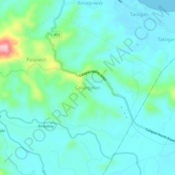 Topografische Karte Calangatan, Höhe, Relief