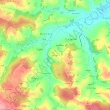 Topografische Karte Gschaid, Höhe, Relief