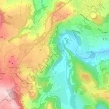 Topografische Karte Les Ayeux, Höhe, Relief