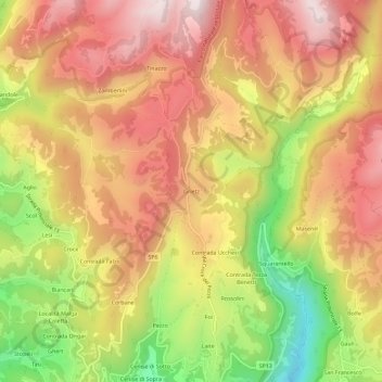 Topografische Karte Grietz, Höhe, Relief