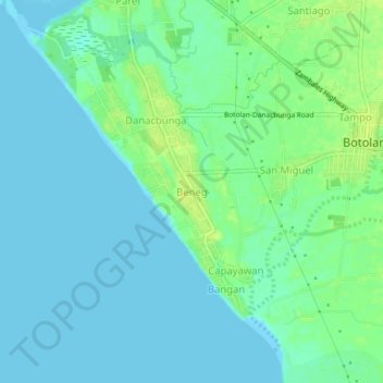 Topografische Karte Beneg, Höhe, Relief