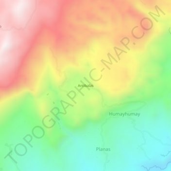 Topografische Karte Antibalas, Höhe, Relief