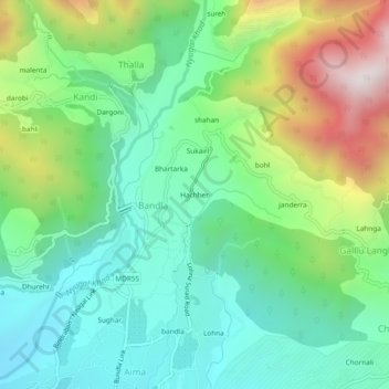 Topografische Karte Hachher, Höhe, Relief