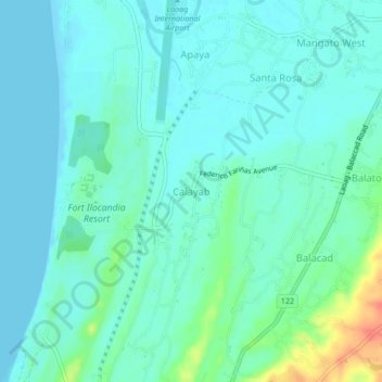 Topografische Karte Calayab, Höhe, Relief