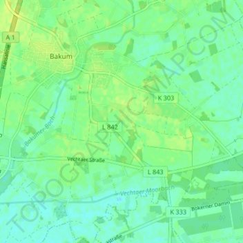 Topografische Karte Elmelage, Höhe, Relief