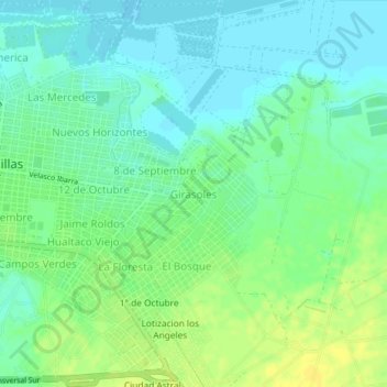 Topografische Karte Girasoles, Höhe, Relief