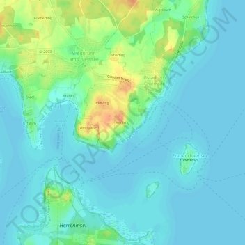 Topografische Karte Aisching, Höhe, Relief