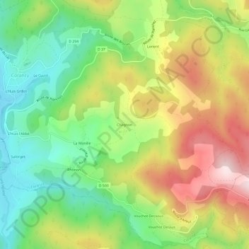 Topografische Karte Chagnon, Höhe, Relief