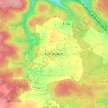 Topografische Karte Ochsenfeld, Höhe, Relief