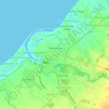 Topografische Karte Ibayo Silangan, Höhe, Relief