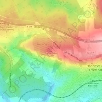 Topografische Karte Lutherhöhe, Höhe, Relief