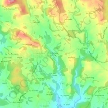 Topografische Karte La Gane de Turle, Höhe, Relief