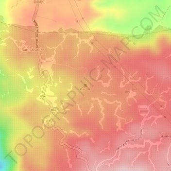 Topografische Karte Aliw Falls, Höhe, Relief
