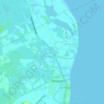 Topografische Karte Calogcog, Höhe, Relief