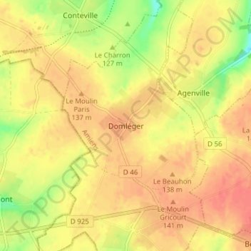 Topografische Karte Domléger, Höhe, Relief
