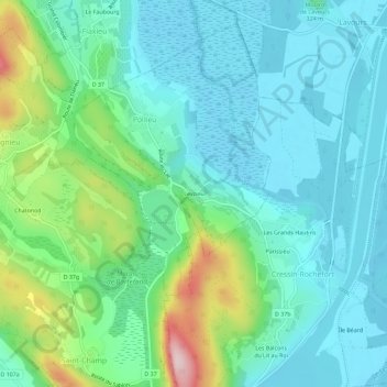 Topografische Karte Leyzieu, Höhe, Relief