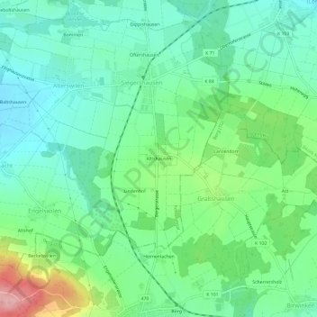 Topografische Karte Altishausen, Höhe, Relief