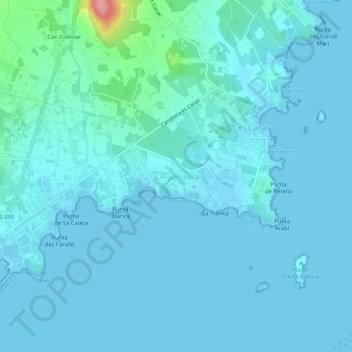 Topografische Karte S’Argamassa, Höhe, Relief