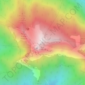 Topografische Karte Pic du Gar, Höhe, Relief