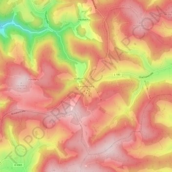 Topografische Karte Kaltenherberg, Höhe, Relief