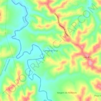 Topografische Karte Campo da Cruz, Höhe, Relief