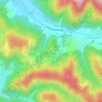 Topografische Karte Edelsberg, Höhe, Relief