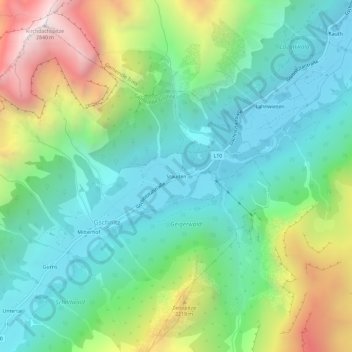 Topografische Karte Stauden, Höhe, Relief