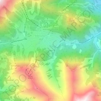 Topografische Karte Gröben, Höhe, Relief