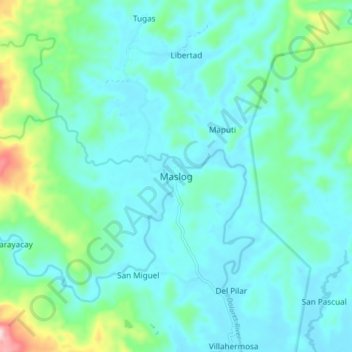 Topografische Karte Maslog, Höhe, Relief